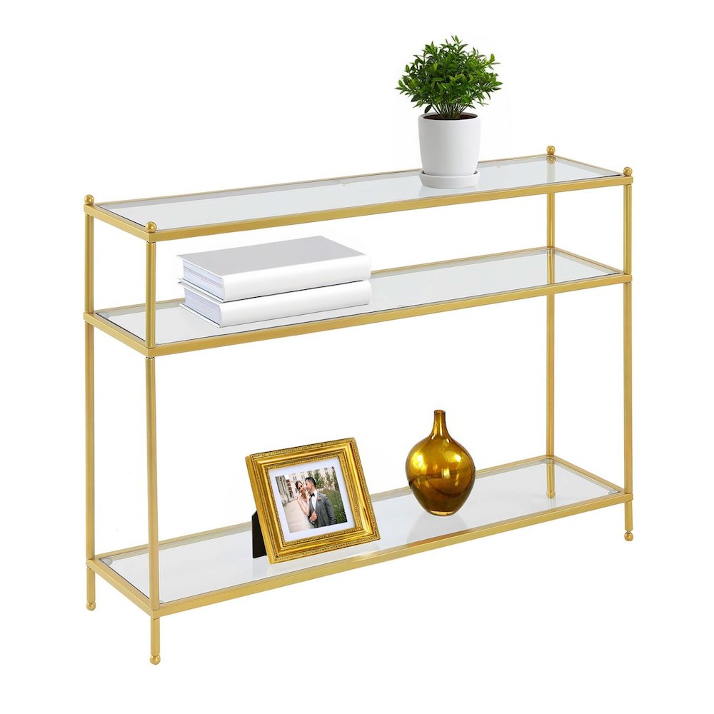 Royal Crest 3 Tier Glass Console Table. Picture 2
