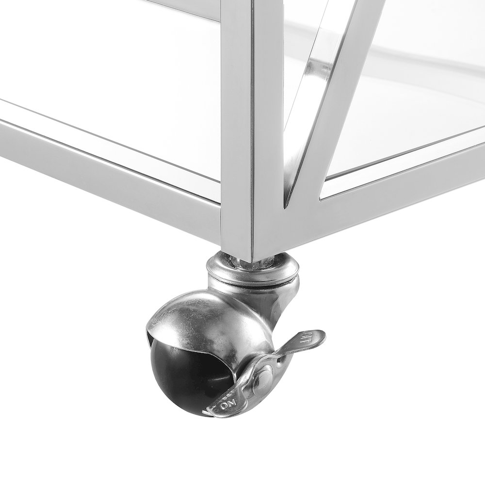 Oxford Chrome Glass Bar Cart with Shelf. Picture 8