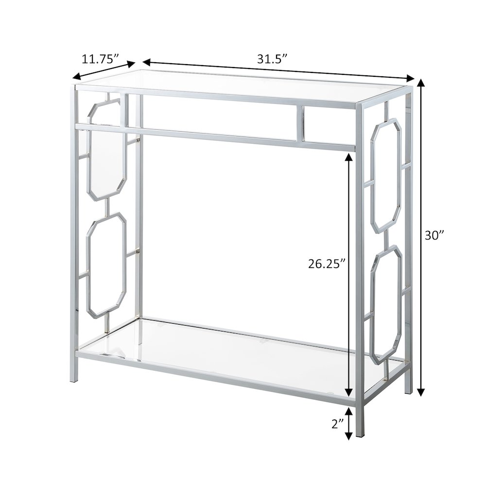 Omega Chrome Glass Hall Table with Shelf. Picture 4