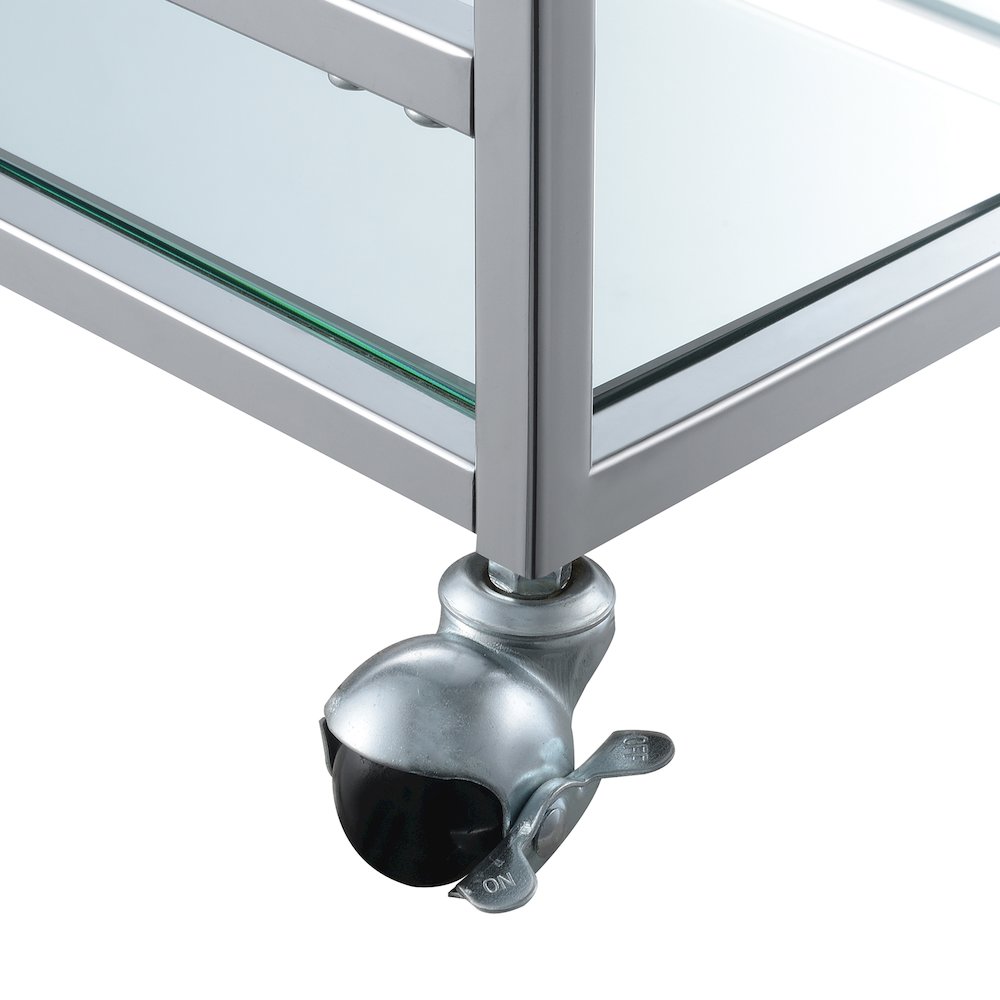 Town Square Chrome Faux Marble Mirrored Bar Cart with Shelf. Picture 9