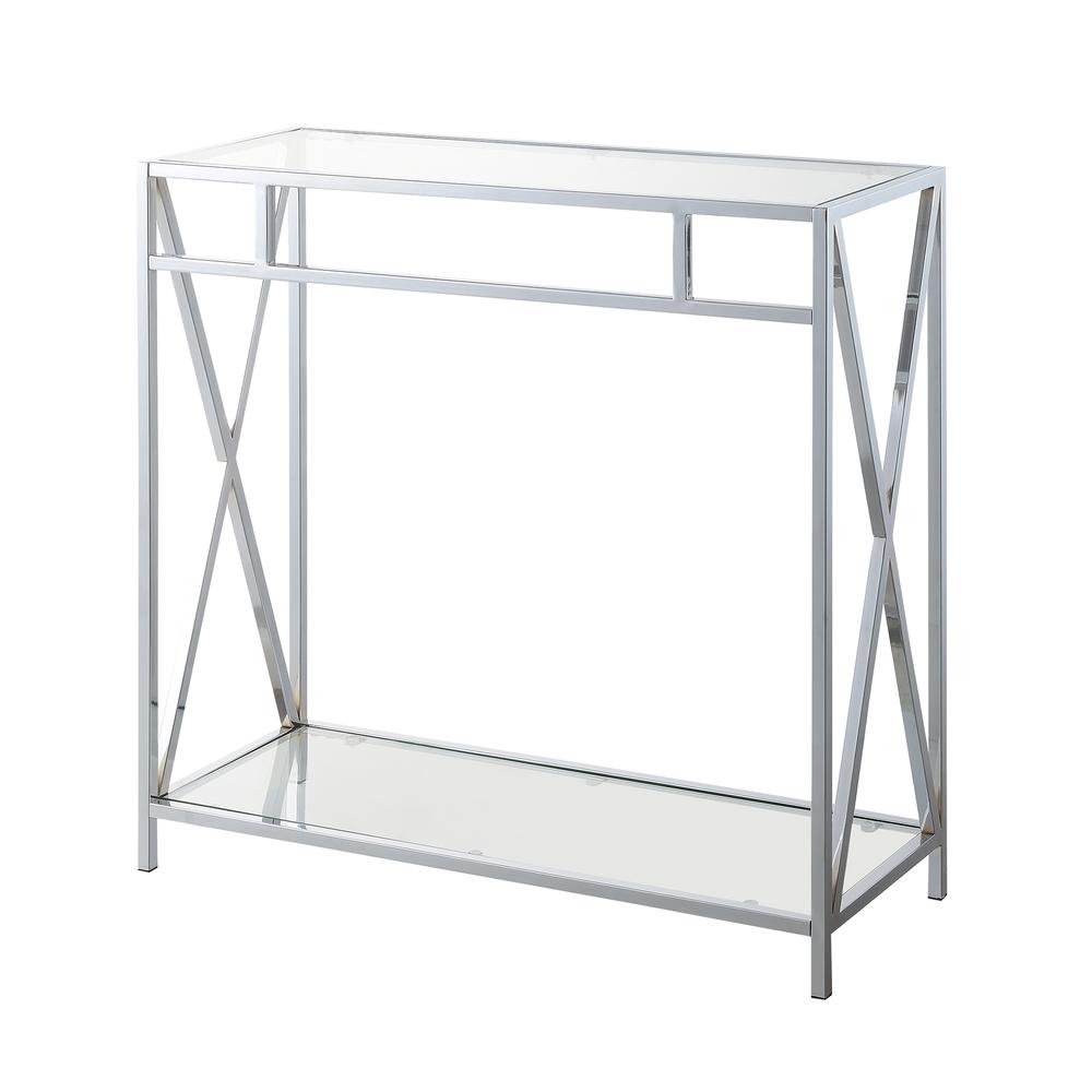 Oxford Chrome Glass Hall Table with Shelf. Picture 3