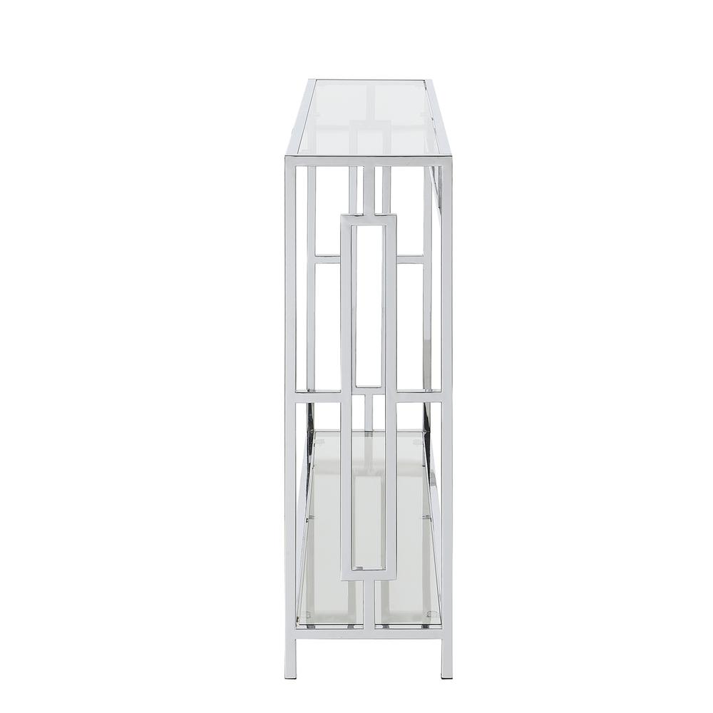 Town Square Chrome Console Table with Shelf Glass/Chrome. Picture 8