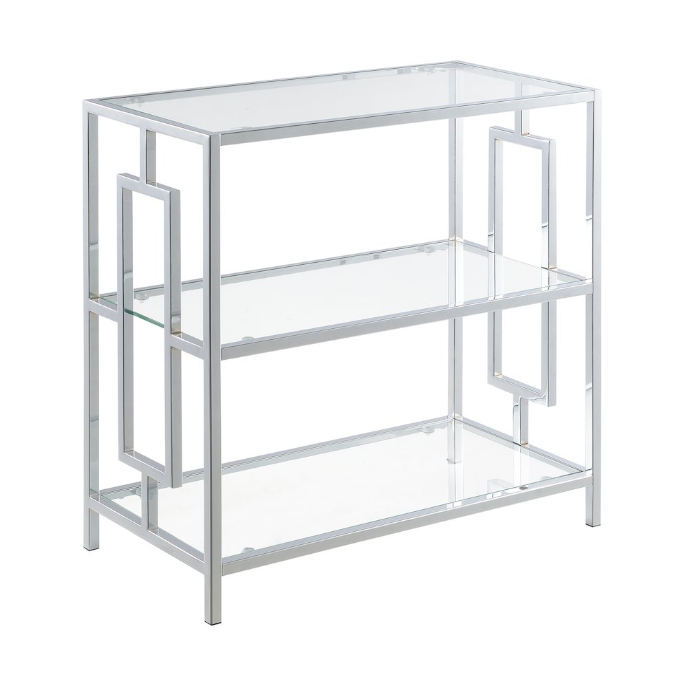Town Square Chrome 3 Tier Chairside End Table. Picture 1