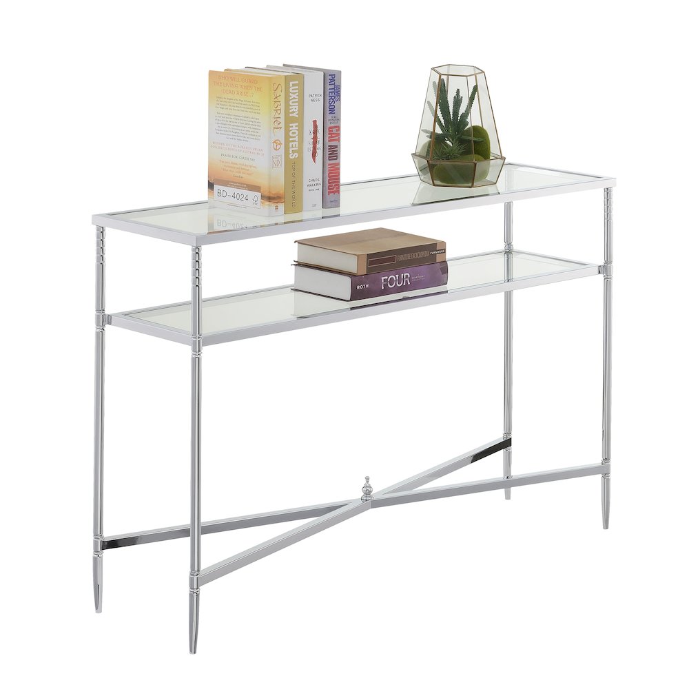 Tudor Console Table, Clear Glass/Chrome. Picture 3