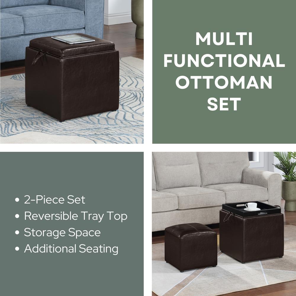 Park Avenue Single Ottoman with Stool and Reversible Tray. Picture 12