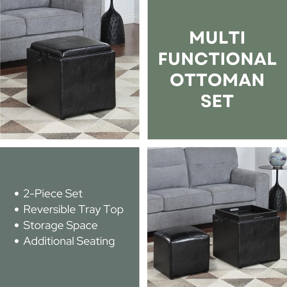 Park Avenue Single Ottoman with Stool and Reversible Tray. Picture 12