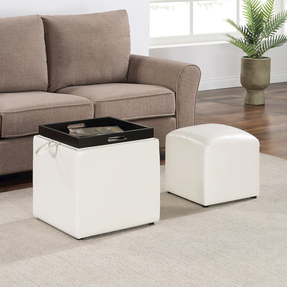 Park Avenue Single Ottoman with Stool and Reversible Tray. Picture 5
