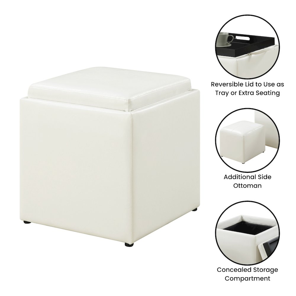Park Avenue Single Ottoman with Stool and Reversible Tray. Picture 4