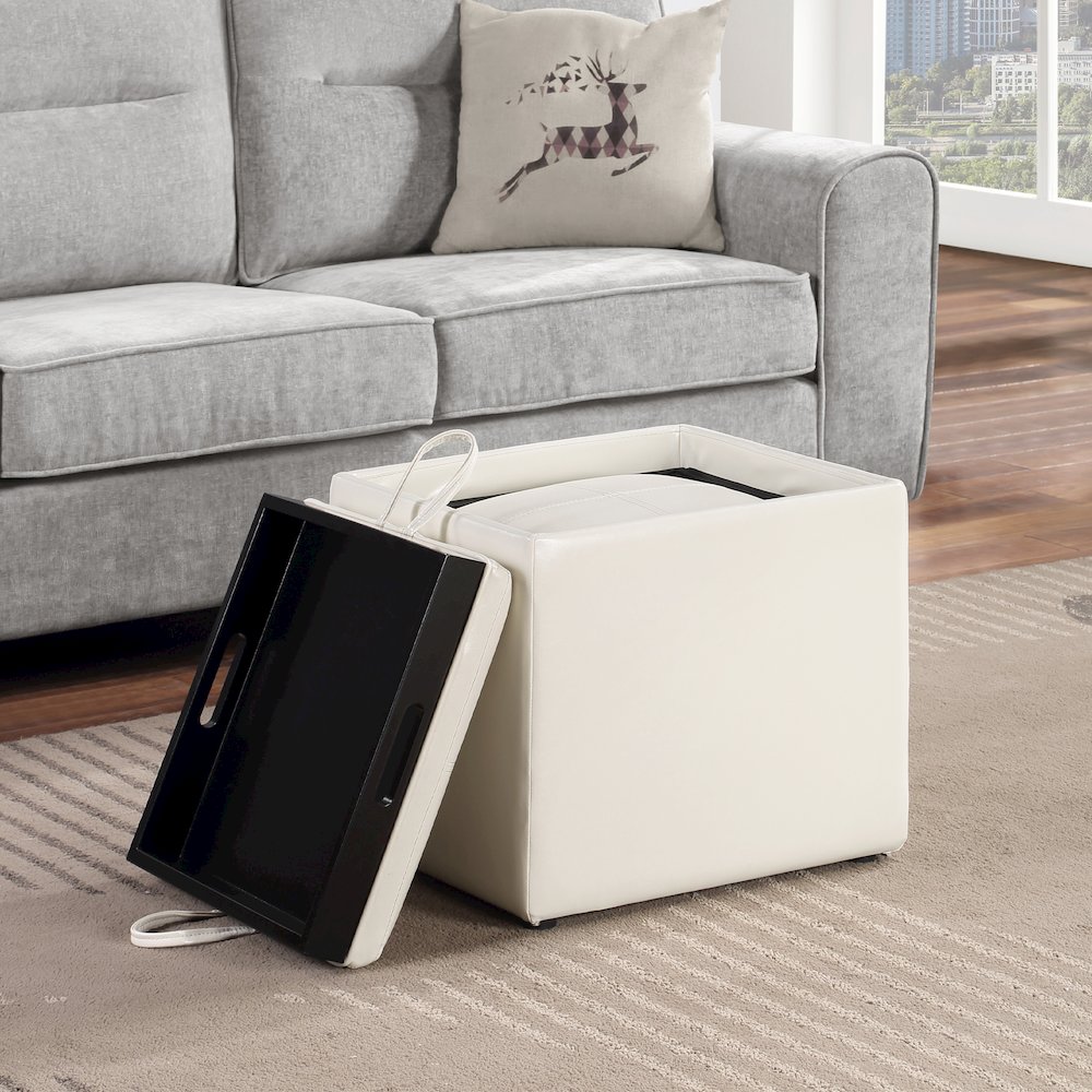 Park Avenue Single Ottoman with Stool and Reversible Tray. Picture 2