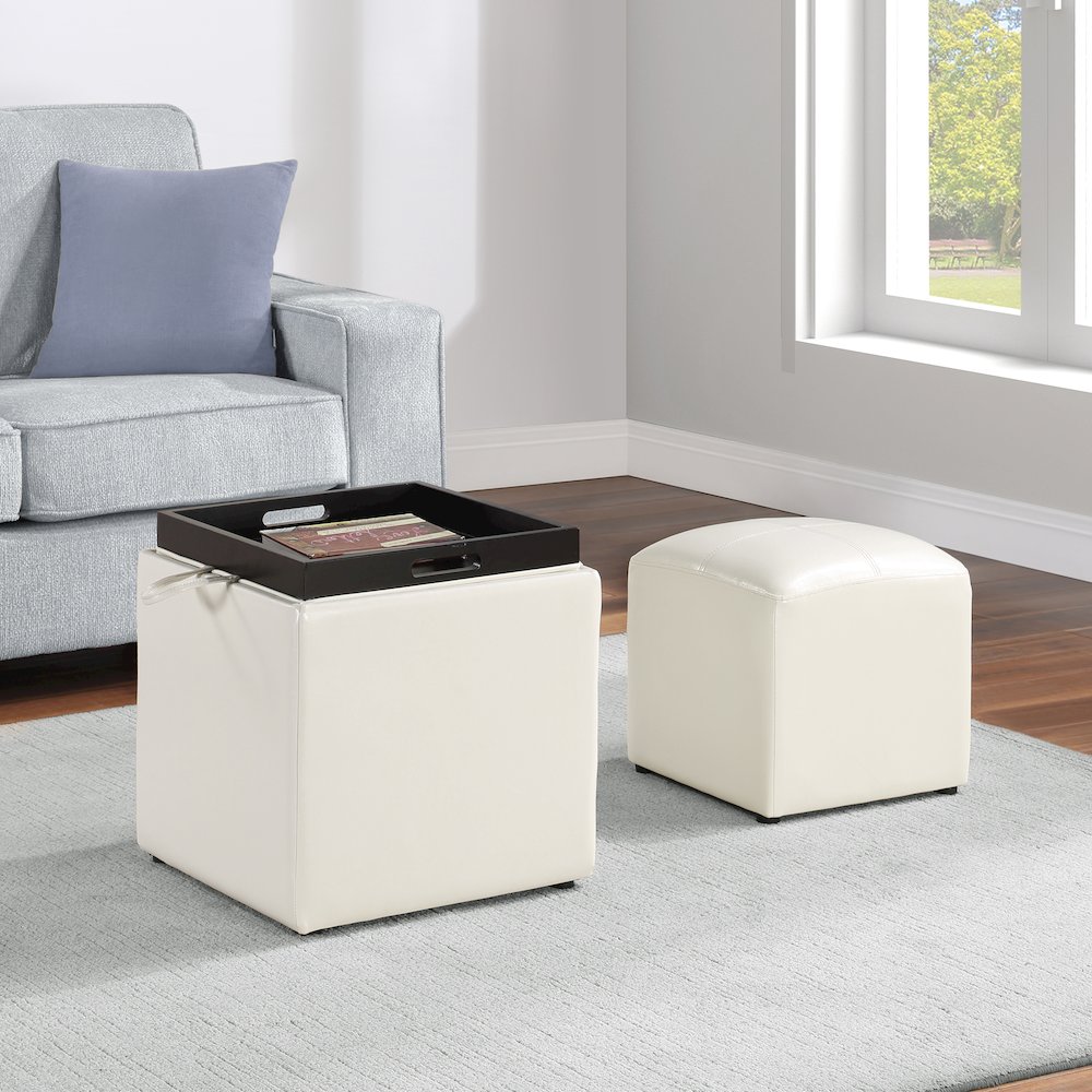 Park Avenue Single Ottoman with Stool and Reversible Tray. Picture 8