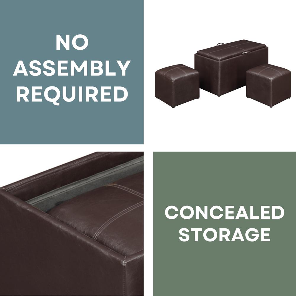 Comfort Sheridan Storage Ottoman with Reversible Tray and 2 Side Ottomans. Picture 16