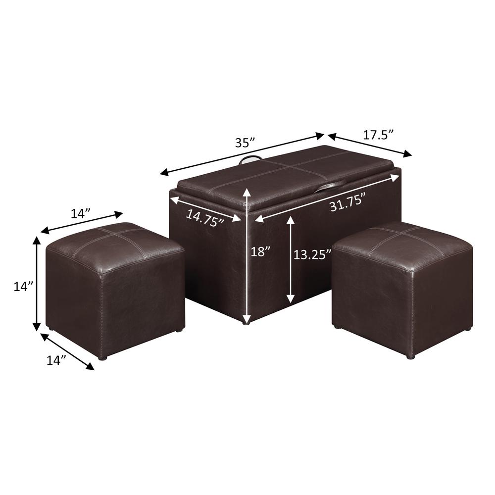 Comfort Sheridan Storage Ottoman with Reversible Tray and 2 Side Ottomans. Picture 18