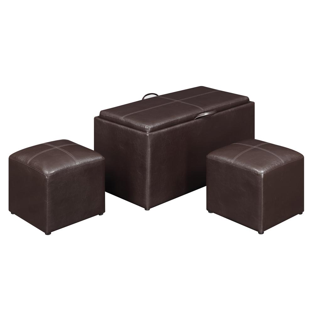 Comfort Sheridan Storage Ottoman with Reversible Tray and 2 Side Ottomans. Picture 10