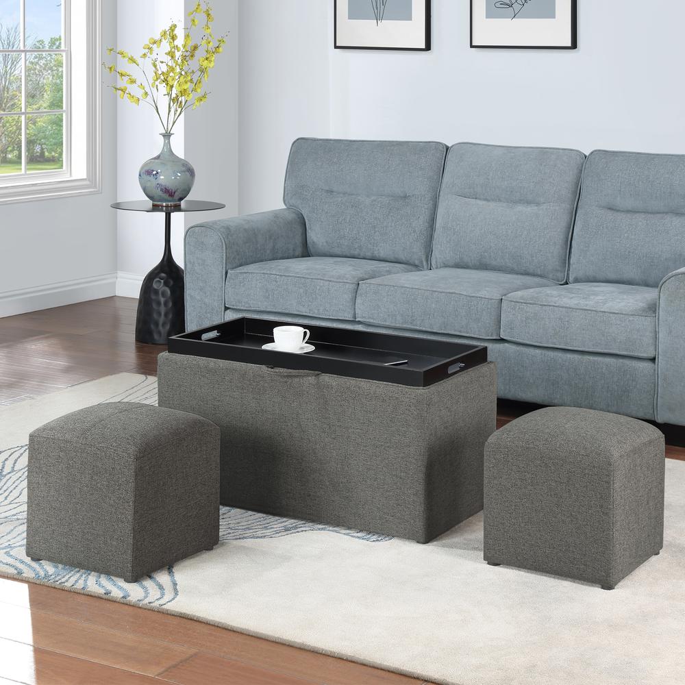 Comfort Sheridan Storage Ottoman with Reversible Tray and 2 Side Ottomans. Picture 5