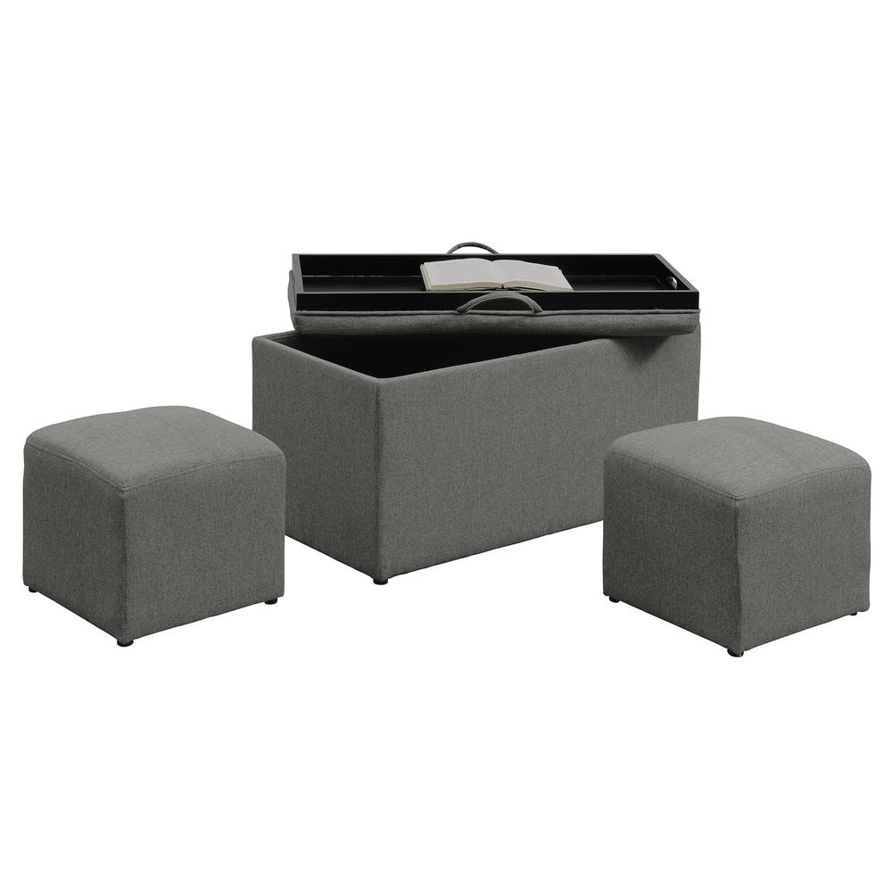 Comfort Sheridan Storage Ottoman with Reversible Tray and 2 Side Ottomans. Picture 8
