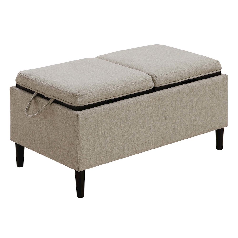 Designs4Comfort Magnolia Storage Ottoman with Reversible Trays, Soft Beige Fabric. Picture 4