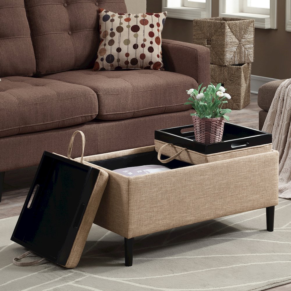 Designs4Comfort Magnolia Storage Ottoman with Reversible Trays. Picture 2