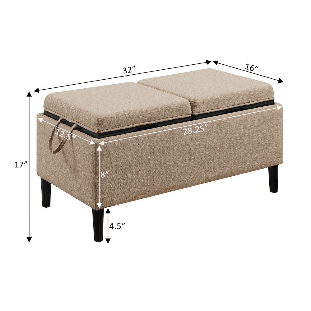Designs4Comfort Magnolia Storage Ottoman with Reversible Trays. Picture 5