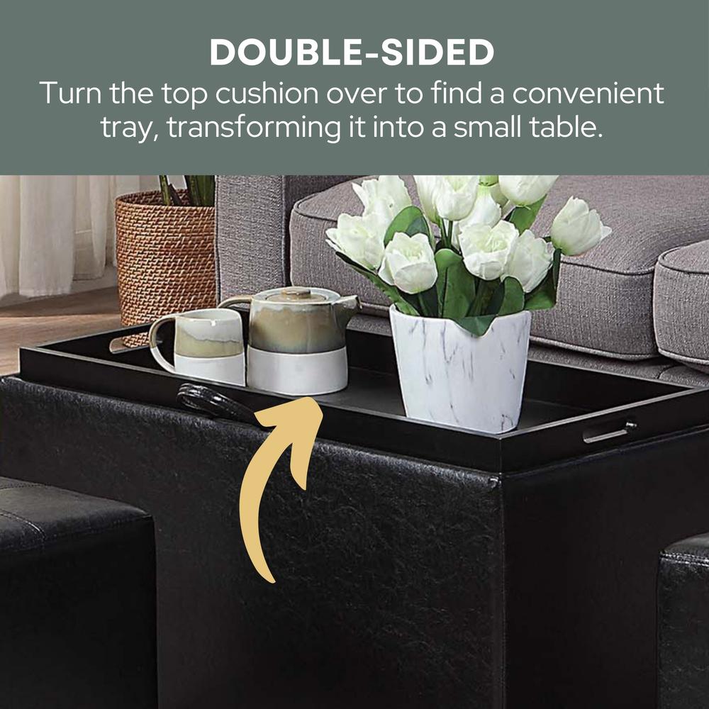 Comfort Sheridan Storage Ottoman with Reversible Tray and 2 Side Ottomans. Picture 11
