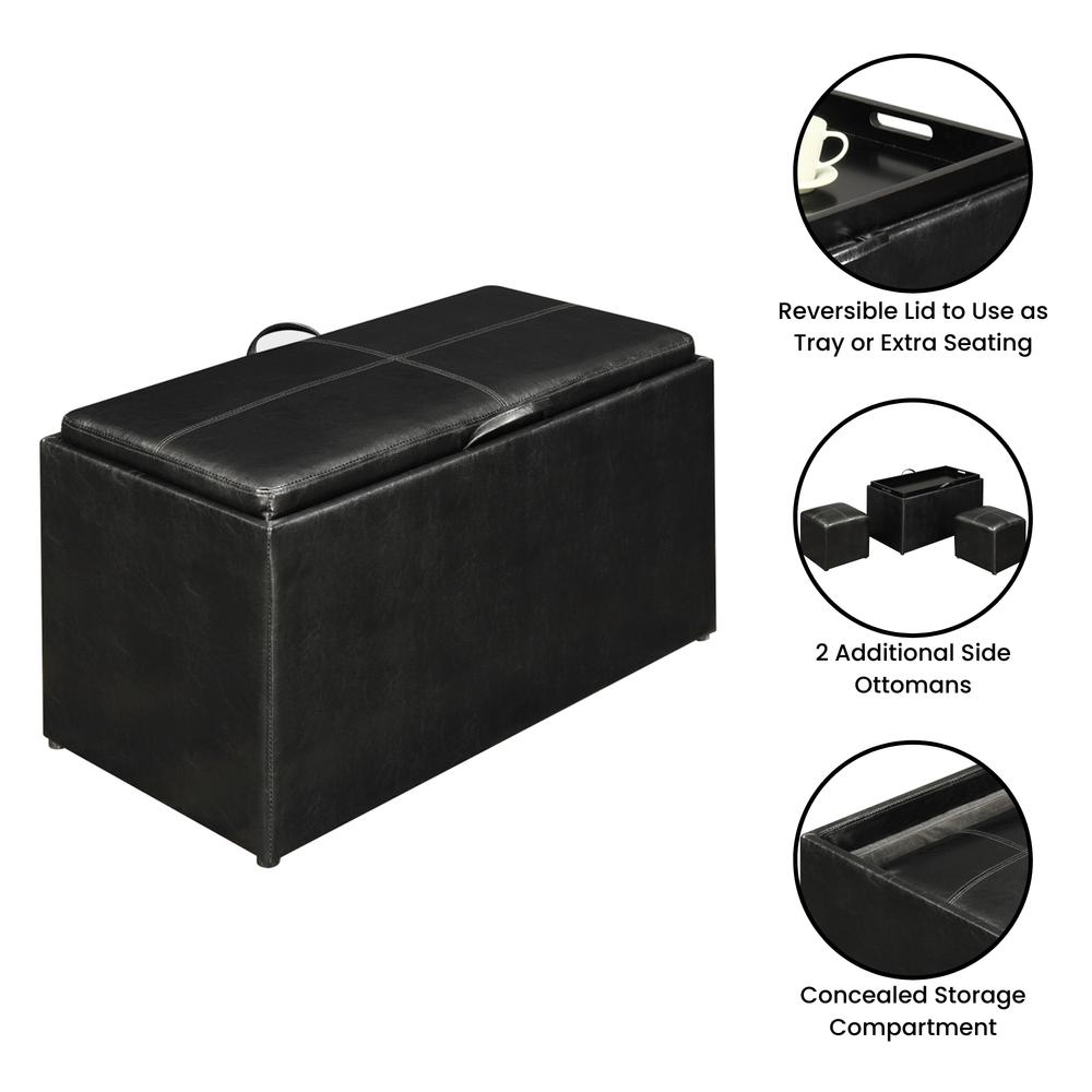 Comfort Sheridan Storage Ottoman with Reversible Tray and 2 Side Ottomans. Picture 2