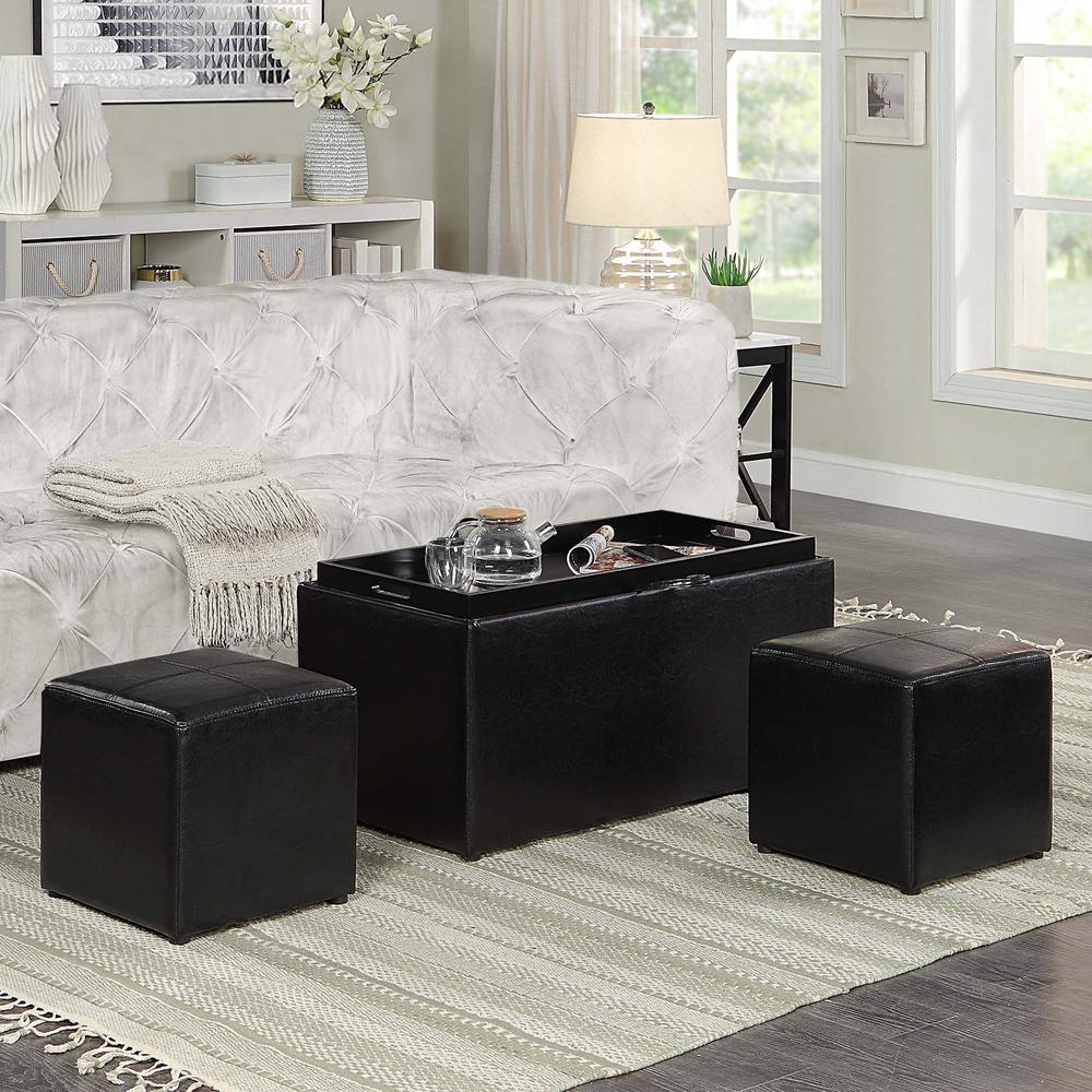 Comfort Sheridan Storage Ottoman with Reversible Tray and 2 Side Ottomans. Picture 3