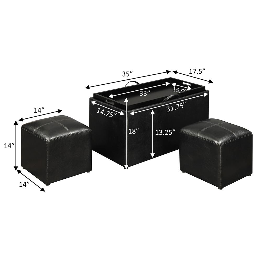 Comfort Sheridan Storage Ottoman with Reversible Tray and 2 Side Ottomans. Picture 13