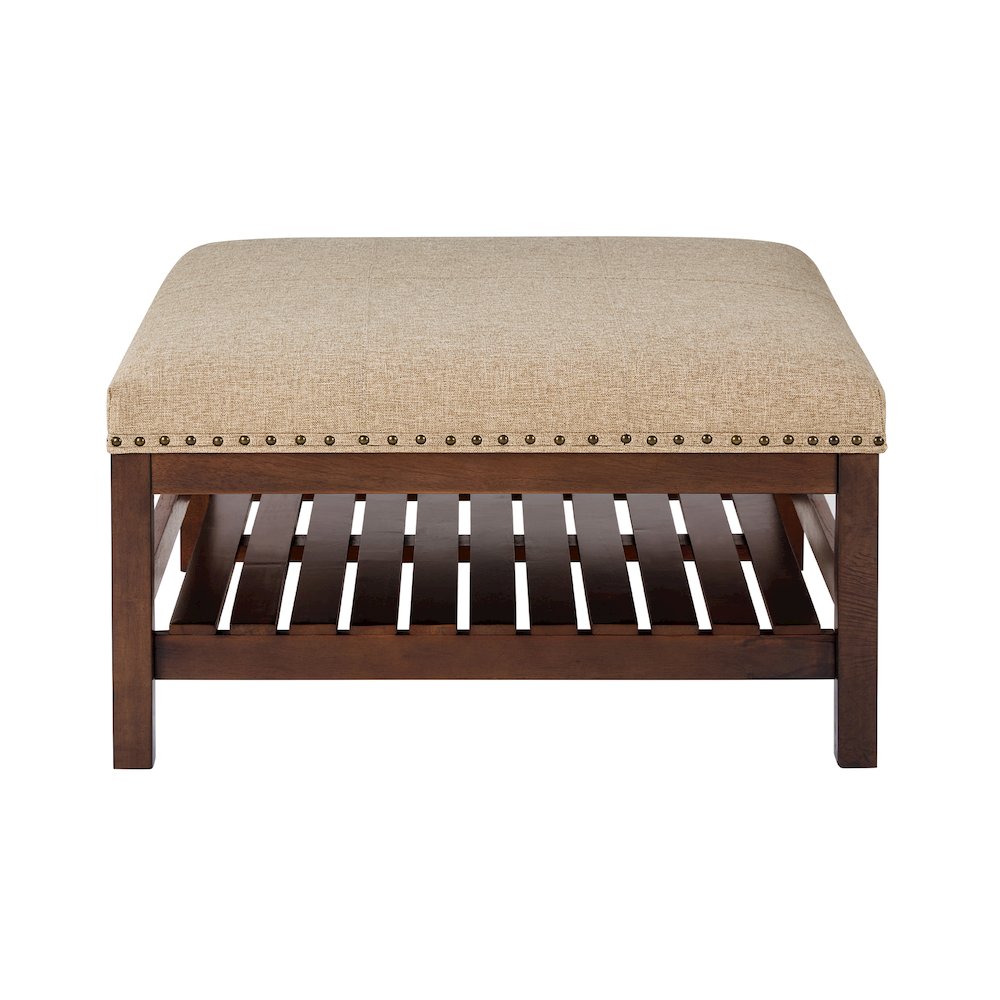 Designs4Comfort Silverton Coffee Table Cocktail Ottoman with Storage Shelf. Picture 4