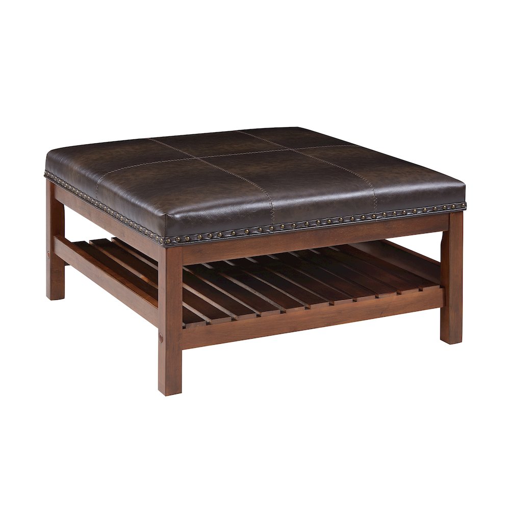 Designs4Comfort Silverton Coffee Table Cocktail Ottoman with Storage Shelf. Picture 1