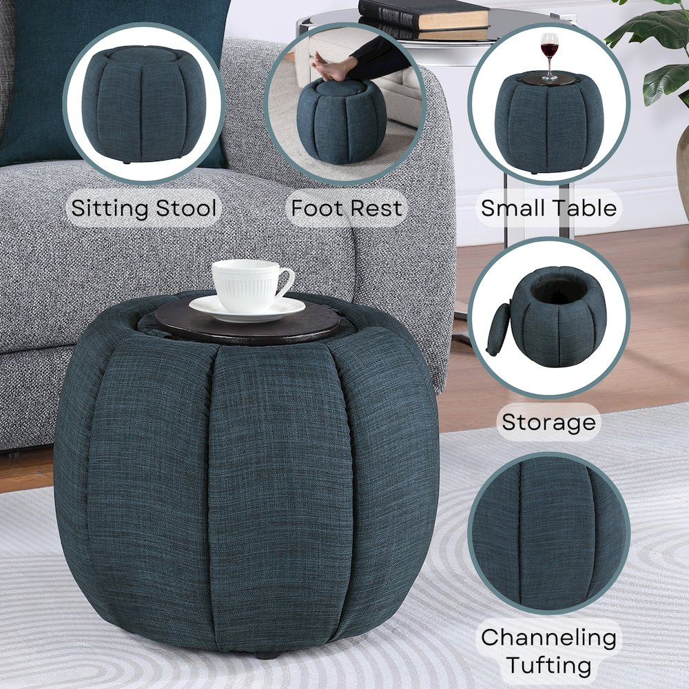 Designs4Comfort Daisy Storage Ottoman with Reversible Tray Lid. Picture 4