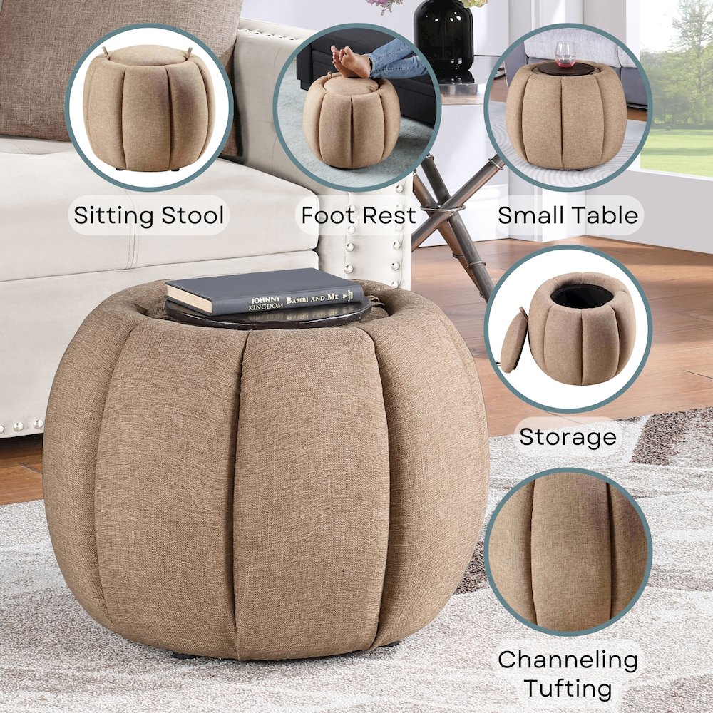Designs4Comfort Daisy Storage Ottoman with Reversible Tray Lid. Picture 3