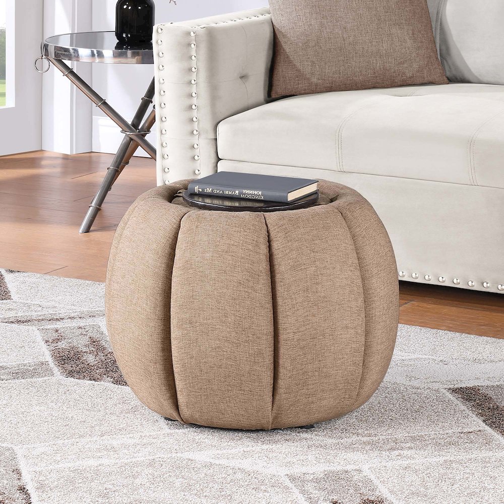 Designs4Comfort Daisy Storage Ottoman with Reversible Tray Lid. Picture 2