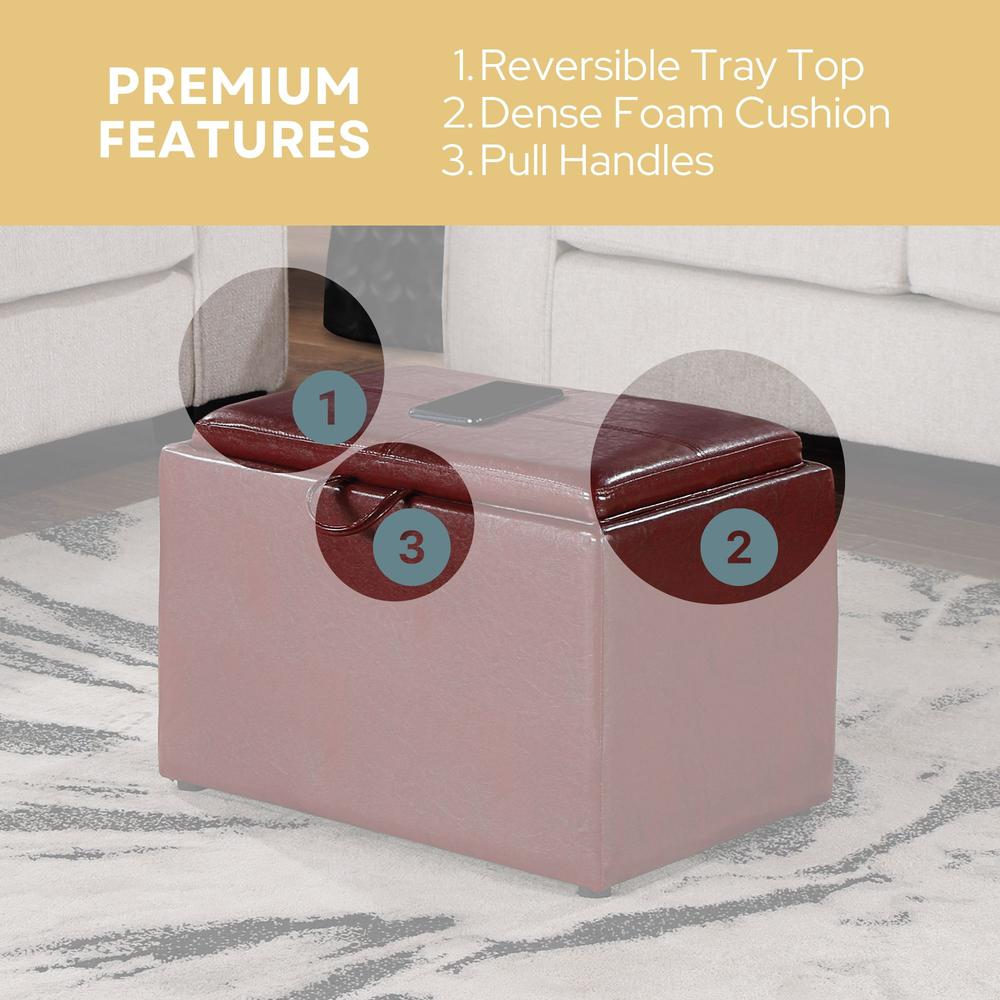 Designs4Comfort Accent Storage Ottoman with Reversible Tray. Picture 9