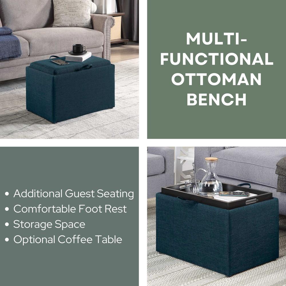 Designs4Comfort Accent Storage Ottoman with Reversible Tray. Picture 6