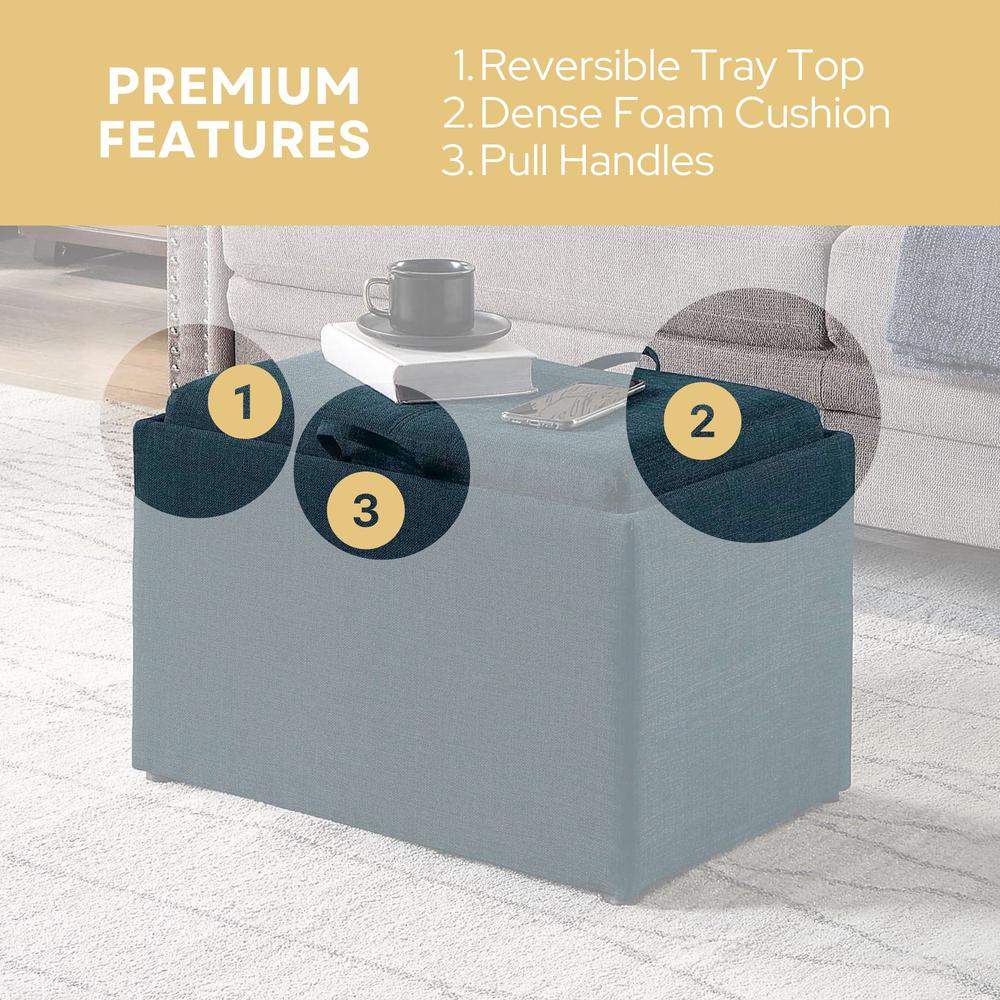 Designs4Comfort Accent Storage Ottoman with Reversible Tray. Picture 8