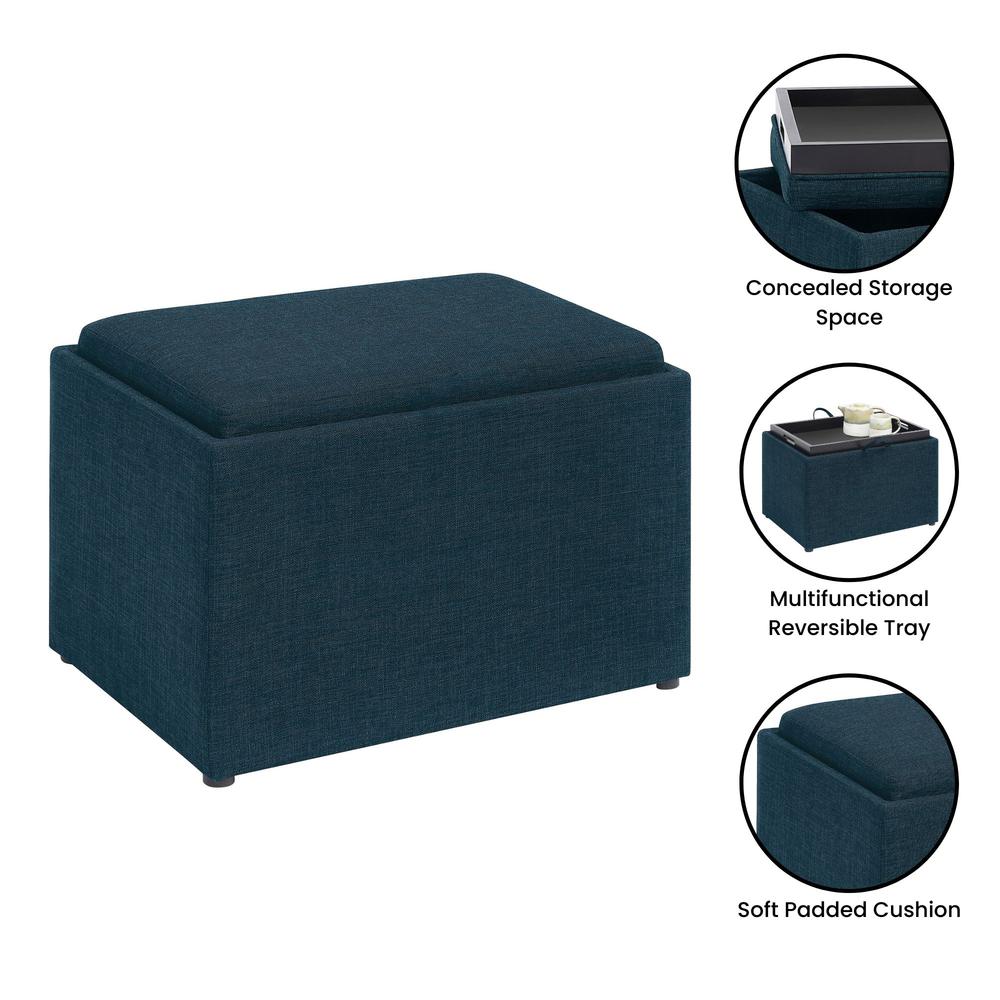 Designs4Comfort Accent Storage Ottoman with Reversible Tray. Picture 2