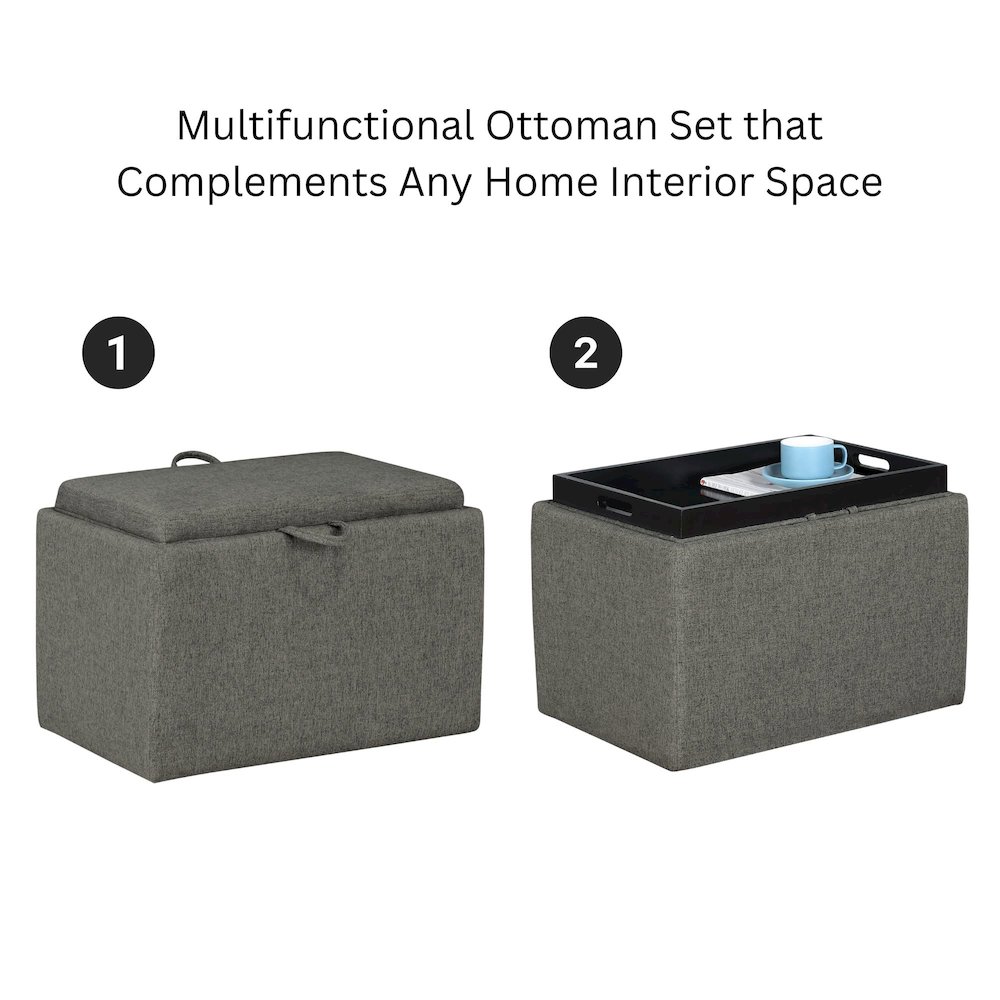 Designs4Comfort Accent Storage Ottoman with Reversible Tray. Picture 5
