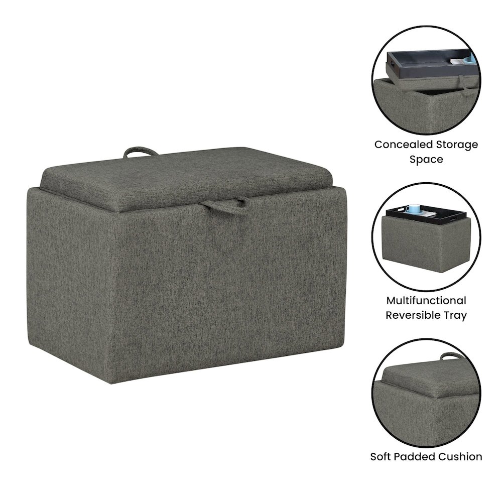 Designs4Comfort Accent Storage Ottoman with Reversible Tray. Picture 4