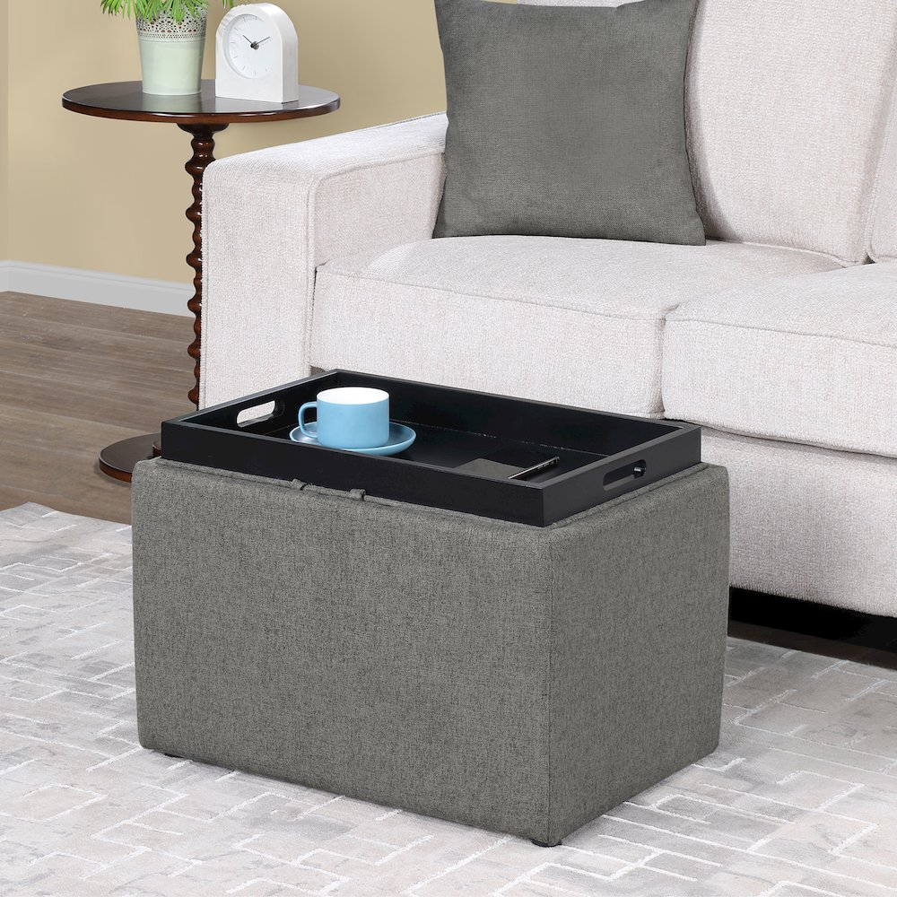 Designs4Comfort Accent Storage Ottoman with Reversible Tray. Picture 2