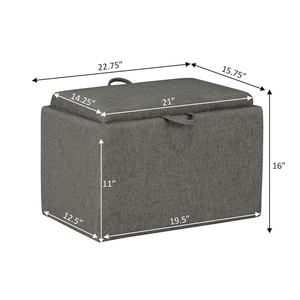 Designs4Comfort Accent Storage Ottoman with Reversible Tray. Picture 11