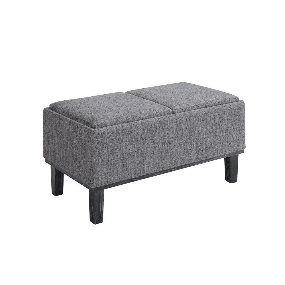 Designs4Comfort Brentwood Storage Ottoman with Reversible Trays Light Charcoal Gray Fabric/Black. Picture 2