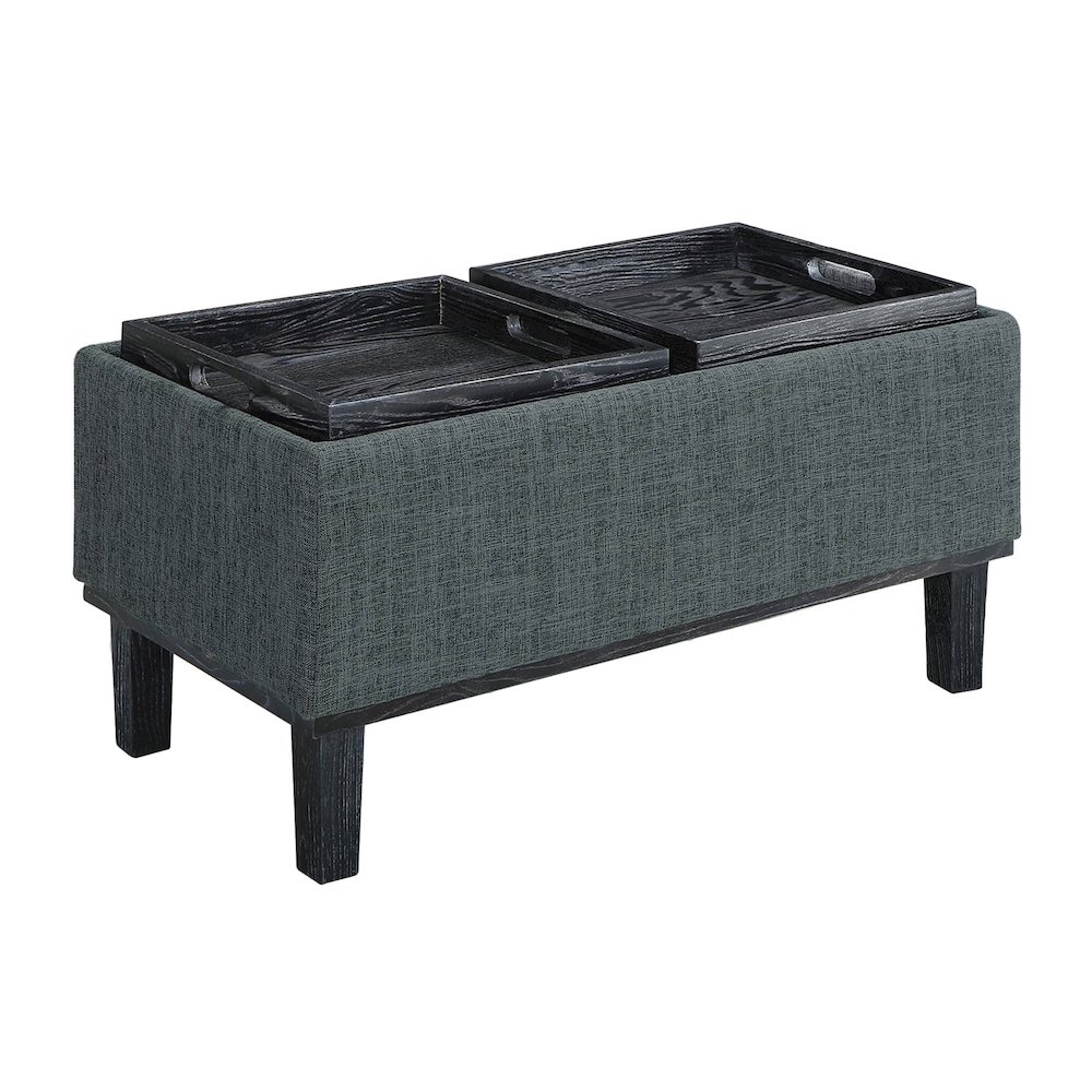 Designs4Comfort Brentwood Storage Ottoman with Reversible Trays Light Charcoal Gray Fabric/Black. Picture 4