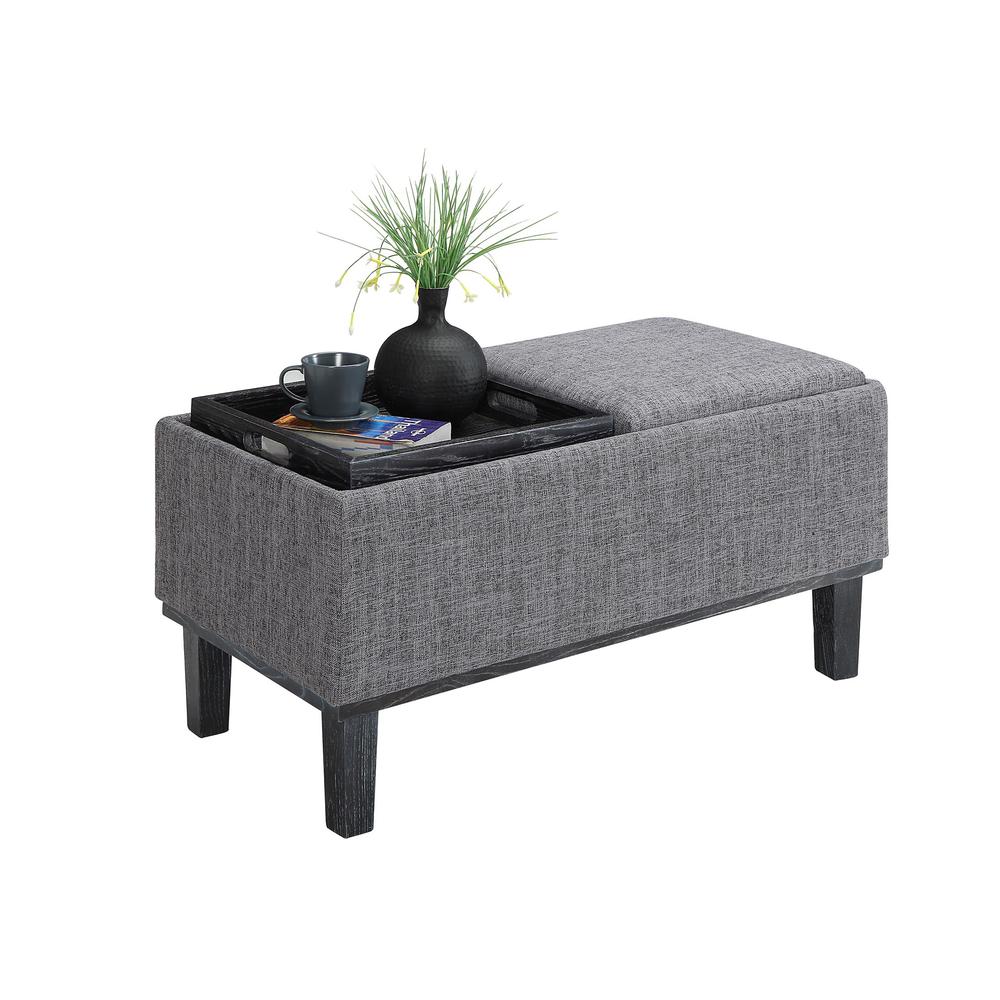 Designs4Comfort Brentwood Storage Ottoman with Reversible Trays Light Charcoal Gray Fabric/Black. Picture 1