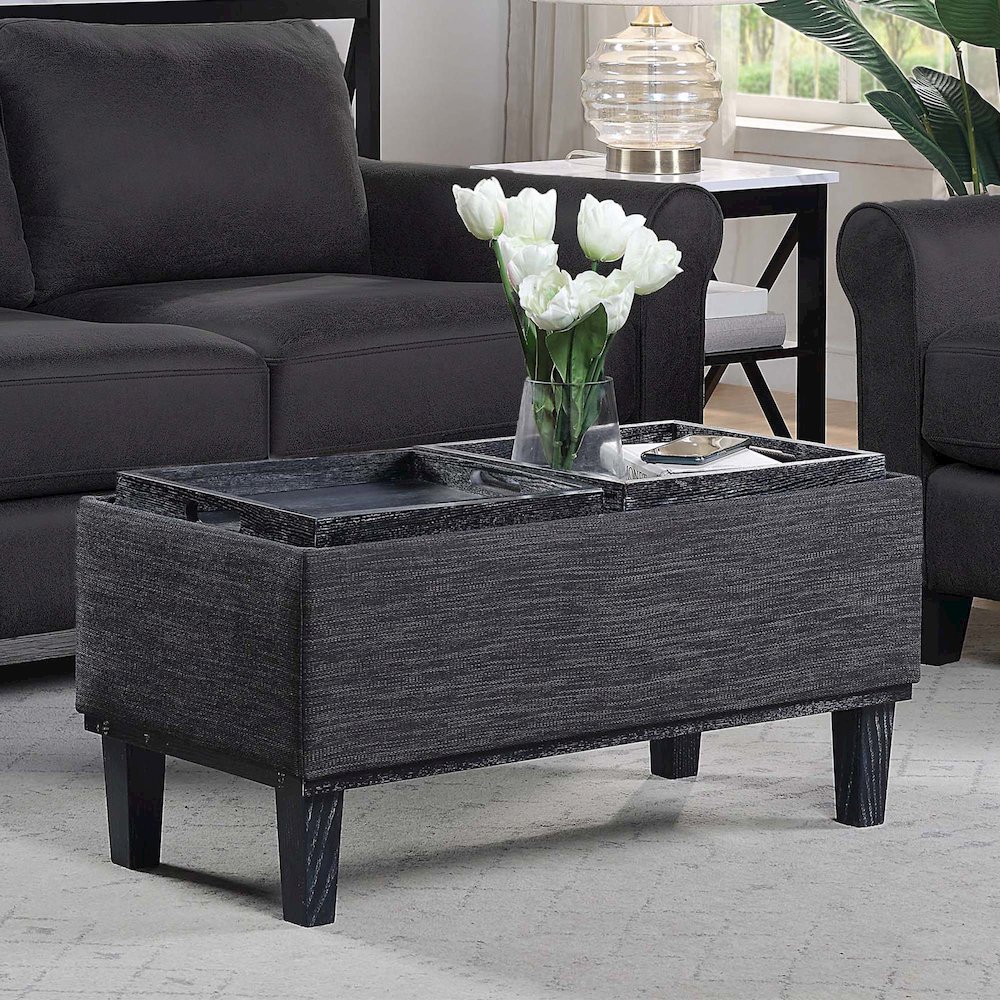 Designs4Comfort Brentwood Storage Ottoman with Reversible Trays, Gray. Picture 6