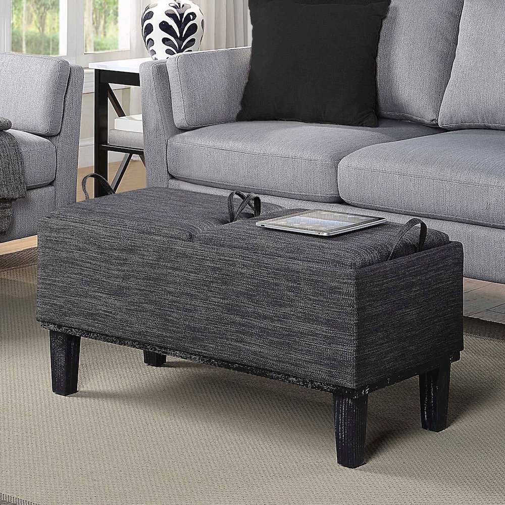 Designs4Comfort Brentwood Storage Ottoman with Reversible Trays, Gray. Picture 2