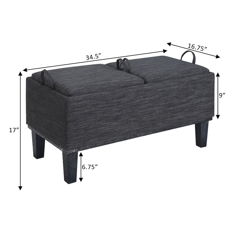 Designs4Comfort Brentwood Storage Ottoman with Reversible Trays, Gray. Picture 10
