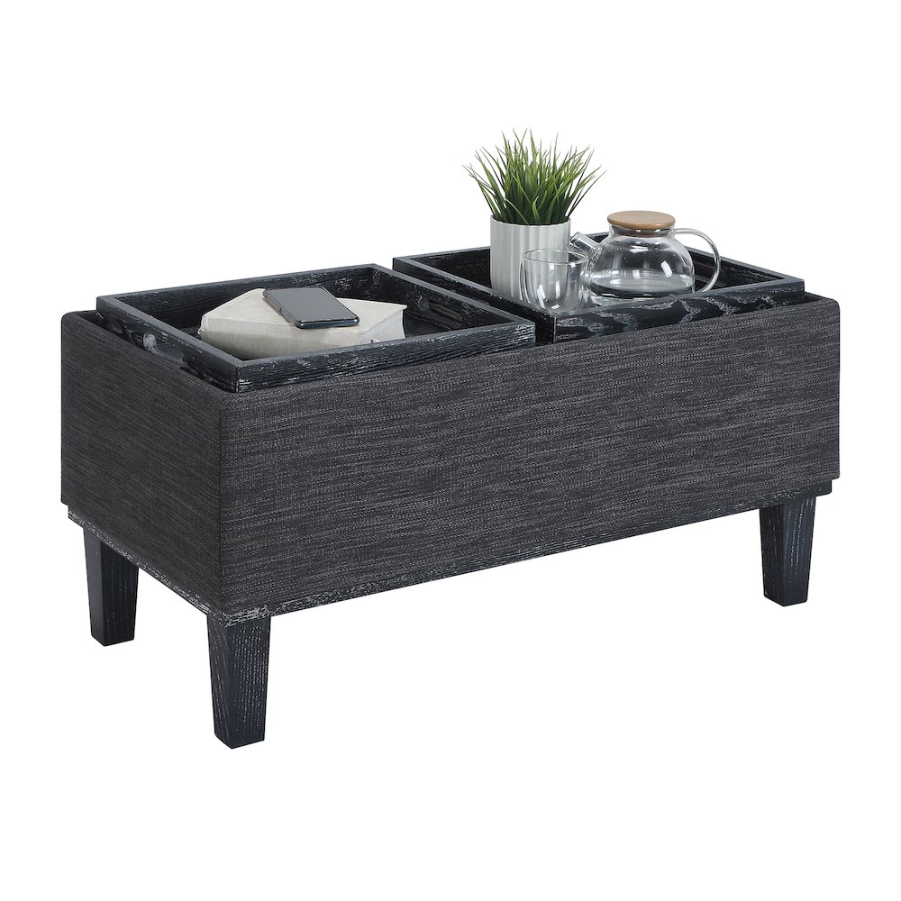 Designs4Comfort Brentwood Storage Ottoman with Reversible Trays, Gray. Picture 3