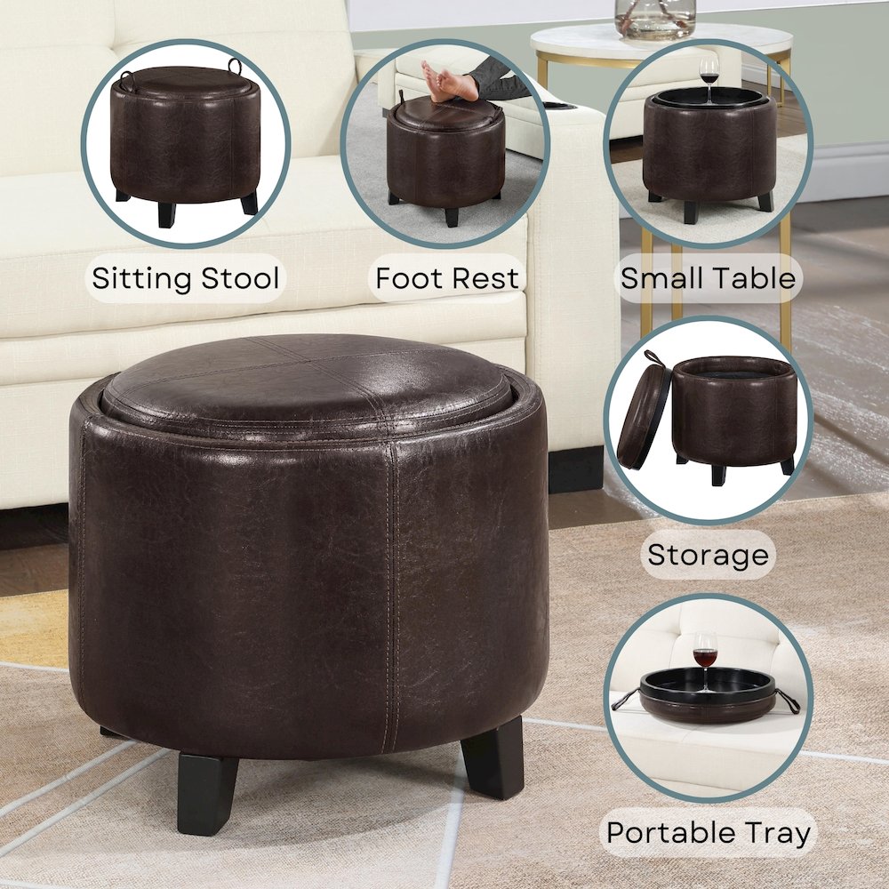 Designs4Comfort Oscar Storage Ottoman with Reversible Tray. Picture 3