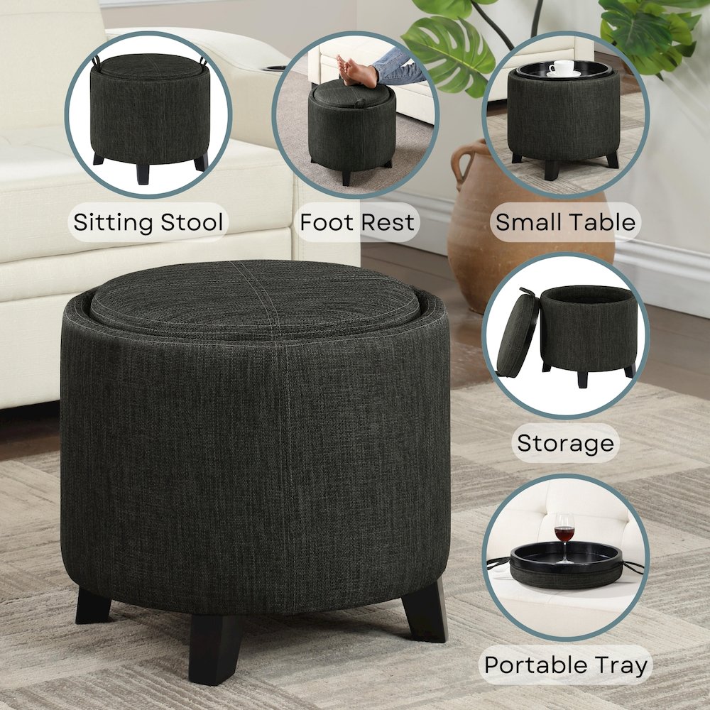 Designs4Comfort Oscar Storage Ottoman with Reversible Tray. Picture 3