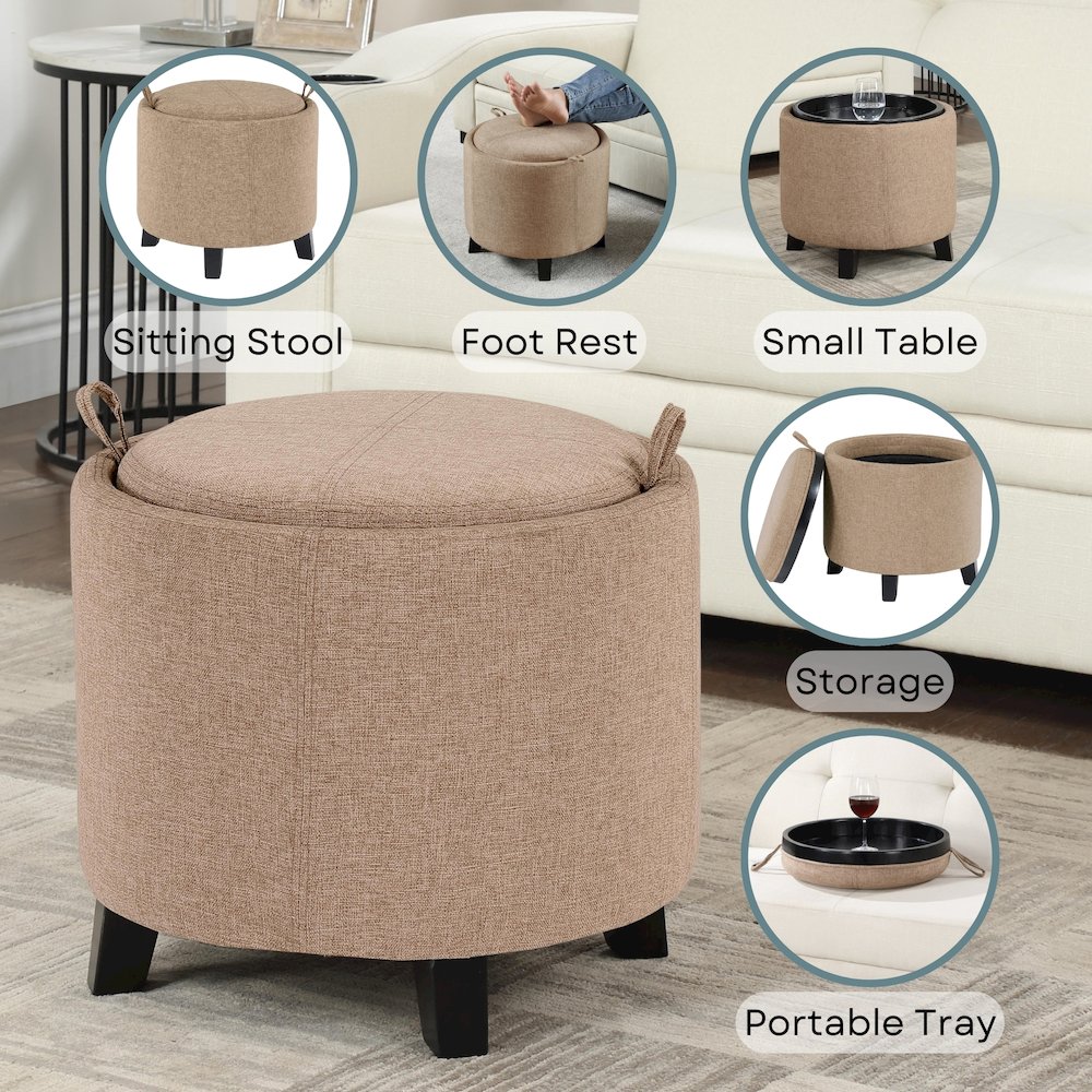 Designs4Comfort Oscar Storage Ottoman with Reversible Tray. Picture 3