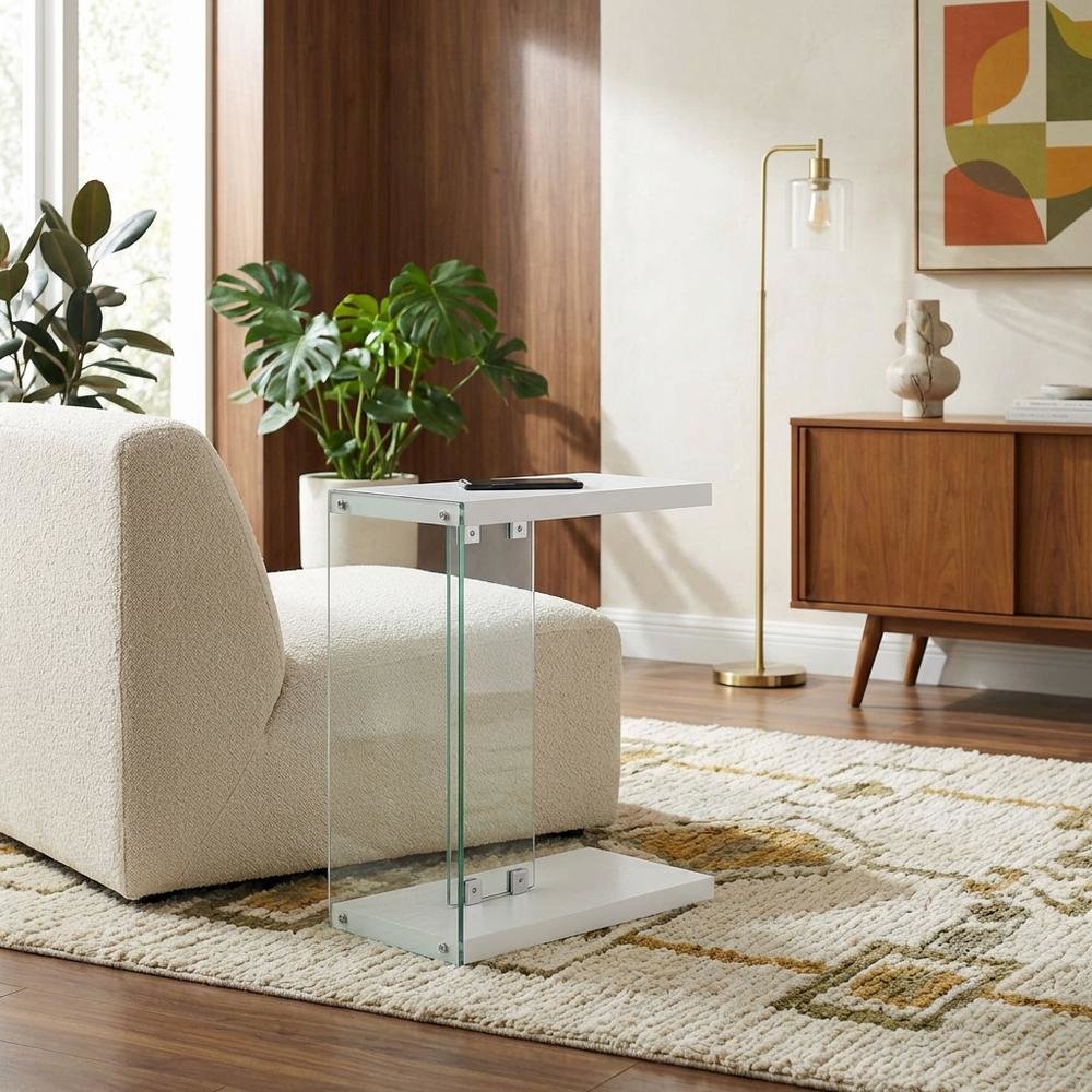 Contemporary White End Table with Sleek Design and Durable Finish. Picture 3